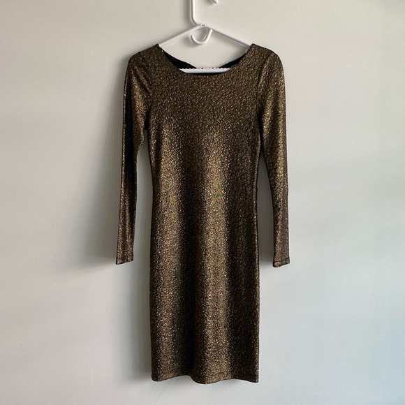 ALICE + OLIVIA gold metallic dress - Picture 2 of 8